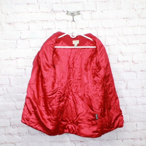 LL Bean Red Wool Blend Lined Trench Coat Blazer Jacket Size 18 - Picture 10 of 11